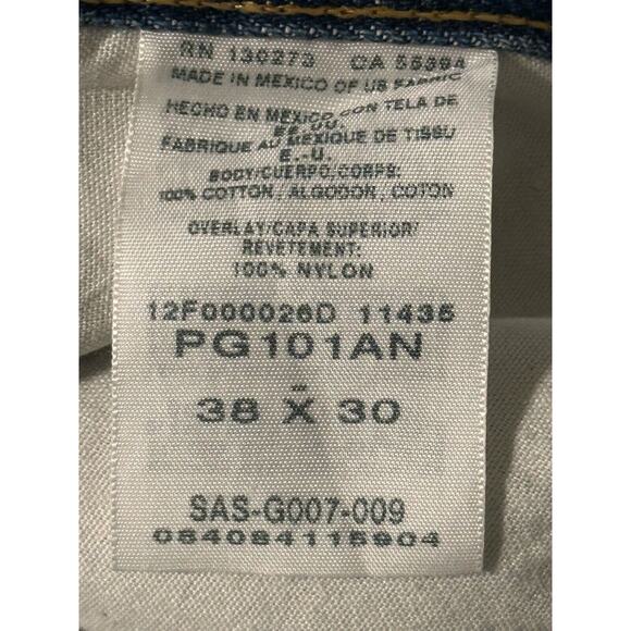 Wrangler Pro Gear Belted Suspender Outdoors Rugged Jeans 38x30 Blue Leg Guard - Picture 8 of 11